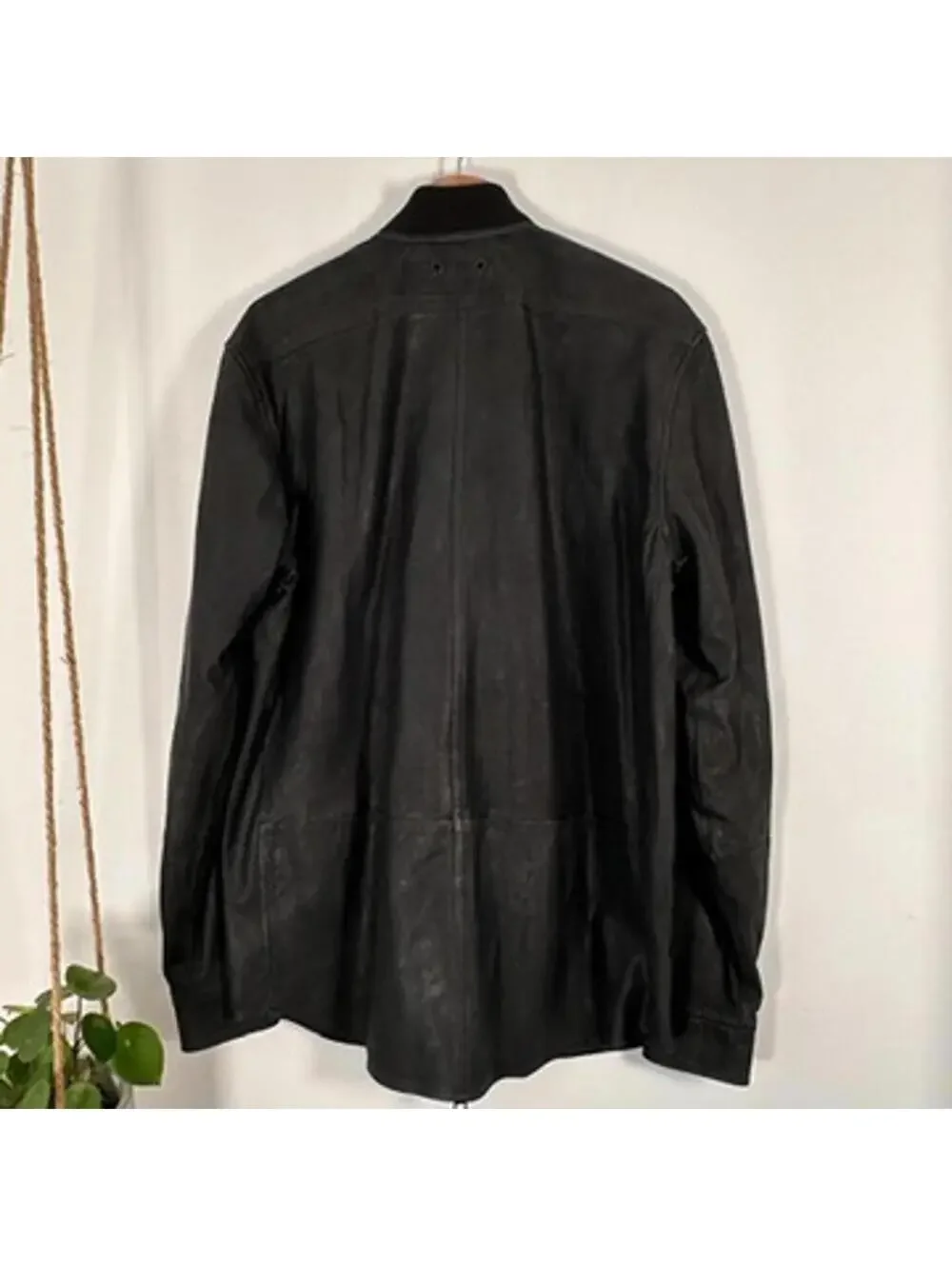 Diesel Black Leather Bomber Jacket XL Streetwear Moto Minimalist‎ Shirt Jacket